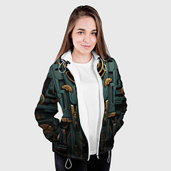 Куртка с капюшоном женская Абстрактный узор в египетском стиле, цвет: 3D-белый — фото 2