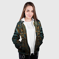 Куртка с капюшоном женская Симметрический узор в египетском стиле, цвет: 3D-белый — фото 2