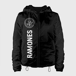 Куртка с капюшоном женская Ramones glitch на темном фоне по-вертикали, цвет: 3D-черный