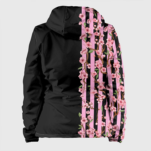 Женская куртка Сакура и полосы / 3D-Черный – фото 2