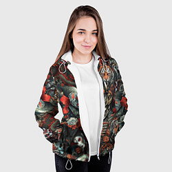 Куртка с капюшоном женская Татуировка ирезуми в японском стиле, цвет: 3D-белый — фото 2
