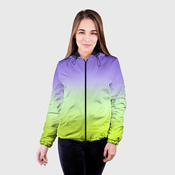 Куртка с капюшоном женская Фиолетовый мятный и желто-зеленый градиент, цвет: 3D-черный — фото 2