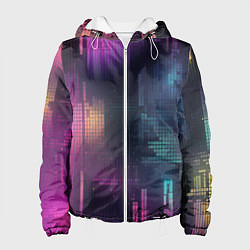 Куртка с капюшоном женская Цветные пиксели retro, цвет: 3D-белый