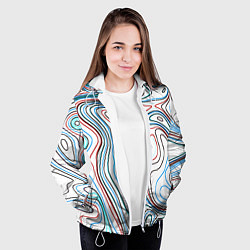 Куртка с капюшоном женская Линии карандашом абстракция бело-голубой, цвет: 3D-белый — фото 2