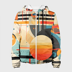 Куртка с капюшоном женская Стильная геометрия, цвет: 3D-белый