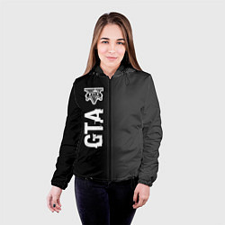 Куртка с капюшоном женская GTA glitch на темном фоне по-вертикали, цвет: 3D-черный — фото 2