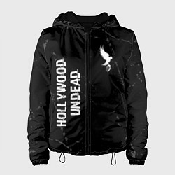 Куртка с капюшоном женская Hollywood Undead glitch на темном фоне вертикально, цвет: 3D-черный