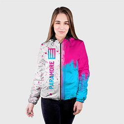 Куртка с капюшоном женская Paramore neon gradient style по-вертикали, цвет: 3D-черный — фото 2