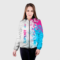 Куртка с капюшоном женская Slipknot neon gradient style по-вертикали, цвет: 3D-черный — фото 2