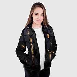 Куртка с капюшоном женская Porsche - плиты с эффектом свечения, цвет: 3D-черный — фото 2