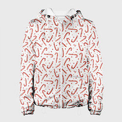 Куртка с капюшоном женская Caramel cane new years pattern, цвет: 3D-белый