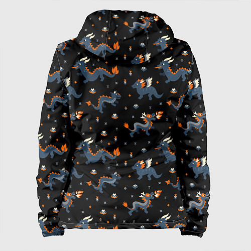 Женская куртка Коллаж драконов / 3D-Черный – фото 2