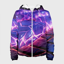 Куртка с капюшоном женская Фиолетовые кристалы, цвет: 3D-белый