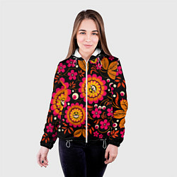 Куртка с капюшоном женская Хохлома параноидальная, цвет: 3D-белый — фото 2