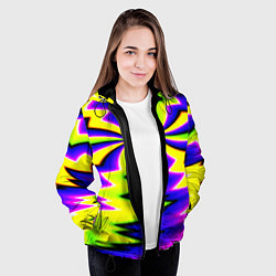 Куртка с капюшоном женская Неоновая фрактальная абстракция, цвет: 3D-черный — фото 2