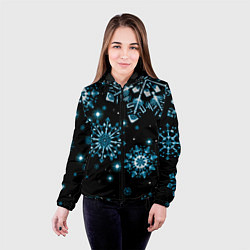 Куртка с капюшоном женская Кружение снежинок, цвет: 3D-черный — фото 2