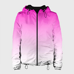 Куртка с капюшоном женская Розово-белый градиент, цвет: 3D-черный