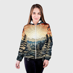 Куртка с капюшоном женская Искрящиеся снежинки в вальсе волшебства, цвет: 3D-белый — фото 2