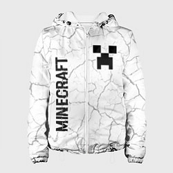 Куртка с капюшоном женская Minecraft glitch на светлом фоне вертикально, цвет: 3D-белый
