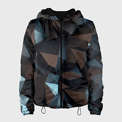 Куртка с капюшоном женская Черная геометрическая абстракция - объемные грани, цвет: 3D-черный
