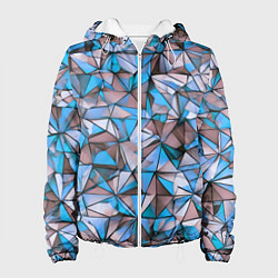 Куртка с капюшоном женская Маленькие синие треугольники, цвет: 3D-белый
