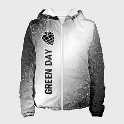 Куртка с капюшоном женская Green Day glitch на светлом фоне по-вертикали, цвет: 3D-белый