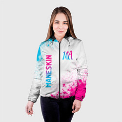Куртка с капюшоном женская Maneskin neon gradient style вертикально, цвет: 3D-черный — фото 2