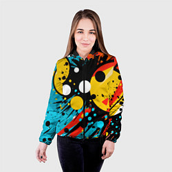 Куртка с капюшоном женская Абстрактный хаос, цвет: 3D-черный — фото 2