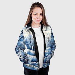 Куртка с капюшоном женская Пушистые завитки, цвет: 3D-черный — фото 2