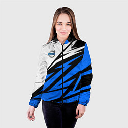 Куртка с капюшоном женская Volvo - white and blue, цвет: 3D-черный — фото 2