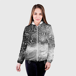 Куртка с капюшоном женская Серый лёд и снежинки, цвет: 3D-белый — фото 2