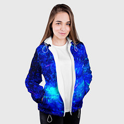 Куртка с капюшоном женская Синий лёд и снежинки, цвет: 3D-белый — фото 2