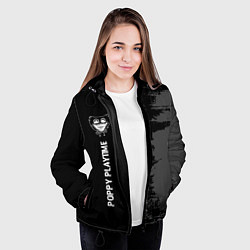 Куртка с капюшоном женская Poppy Playtime glitch на темном фоне по-вертикали, цвет: 3D-черный — фото 2