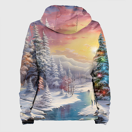 Женская куртка Сказочное сияние нового года / 3D-Черный – фото 2