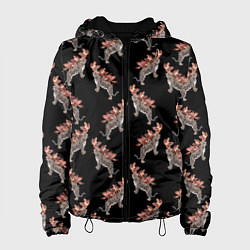 Куртка с капюшоном женская Леопард в орхидеях, цвет: 3D-черный