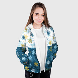 Куртка с капюшоном женская Снежинки новогодние, цвет: 3D-белый — фото 2