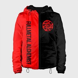 Куртка с капюшоном женская Стальной алхимик - красная печать Альфонс, цвет: 3D-черный