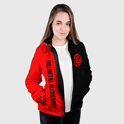 Куртка с капюшоном женская Стальной алхимик - красная печать Альфонс, цвет: 3D-черный — фото 2
