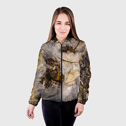 Куртка с капюшоном женская Текстура пня сосны, цвет: 3D-черный — фото 2