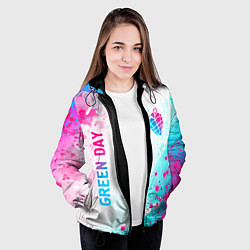 Куртка с капюшоном женская Green Day neon gradient style вертикально, цвет: 3D-черный — фото 2