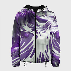 Куртка с капюшоном женская Бело-фиолетовая краска, цвет: 3D-черный