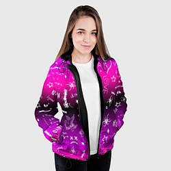 Куртка с капюшоном женская Тату Лил Пипа на фиолетовом, цвет: 3D-черный — фото 2