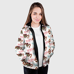 Куртка с капюшоном женская Паттерн с русским драконом, цвет: 3D-черный — фото 2