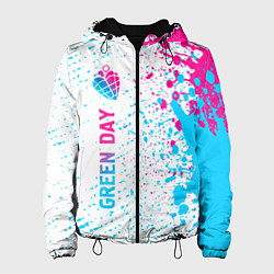 Куртка с капюшоном женская Green Day neon gradient style по-вертикали, цвет: 3D-черный