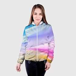 Куртка с капюшоном женская Нежная абстракция, цвет: 3D-белый — фото 2