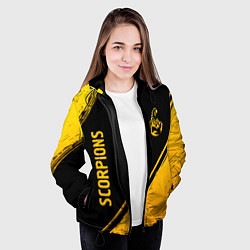 Куртка с капюшоном женская Scorpions - gold gradient вертикально, цвет: 3D-черный — фото 2