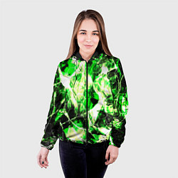 Куртка с капюшоном женская Зелёные узоры джунгли, цвет: 3D-черный — фото 2