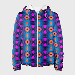 Куртка с капюшоном женская Неоновый объёмный узор, цвет: 3D-белый