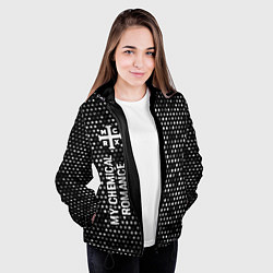 Куртка с капюшоном женская My Chemical Romance glitch на темном фоне по-верти, цвет: 3D-черный — фото 2
