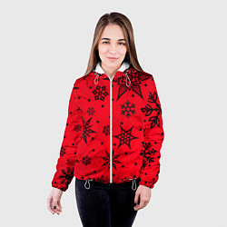 Куртка с капюшоном женская Праздничный снег, цвет: 3D-белый — фото 2